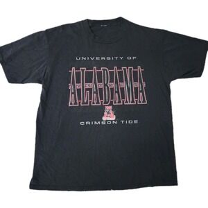 Vintage 90s Alabama Crimson Tide T Shirt Mens XL Black NCAA College Red Oak